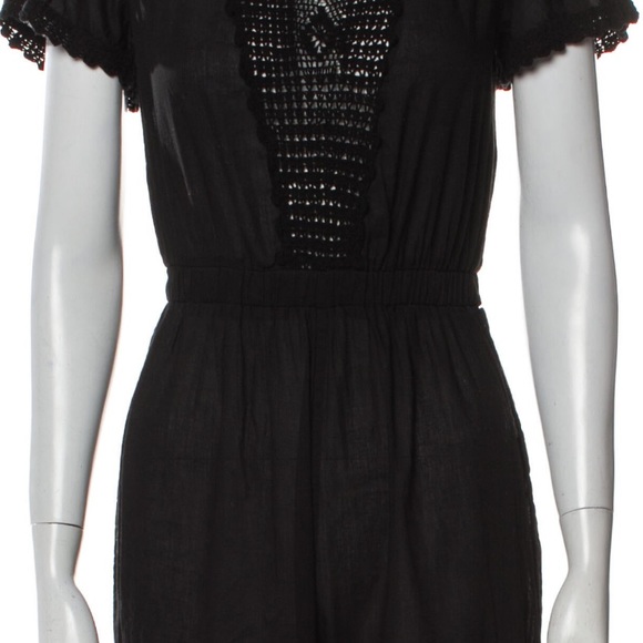 LoveShackFancy Black Cotton Sheer Beach Tassel Crochet Jumpsuit Small S 4 6 💕 - Picture 4 of 5